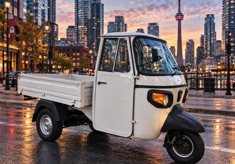 White Piaggio Ape three-wheeler