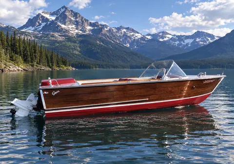 Classic wooden runabout boat