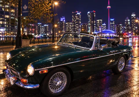 Green MG B convertible