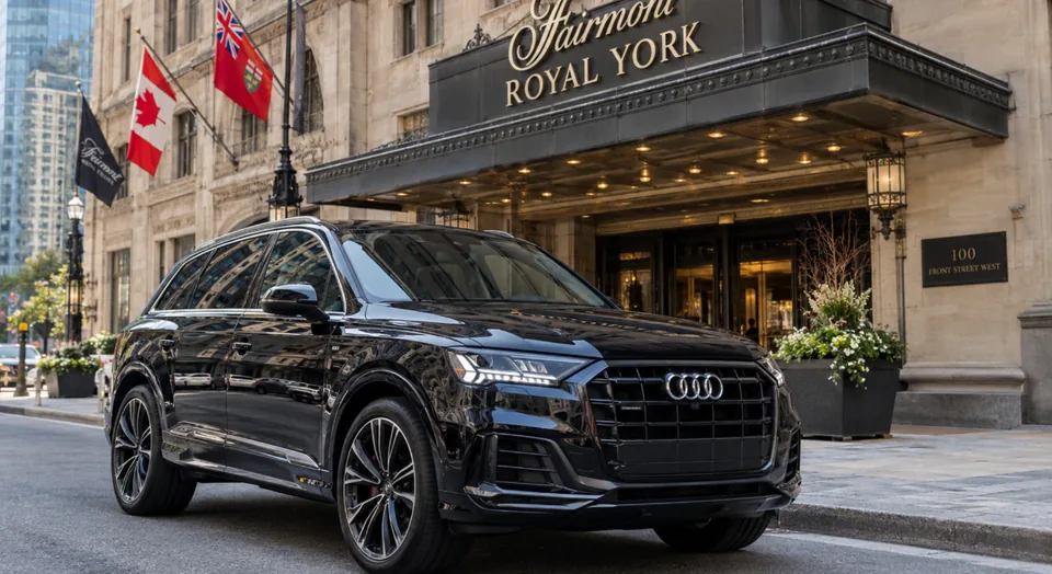 Black Audi SUV waiting on a downtown Toronto street